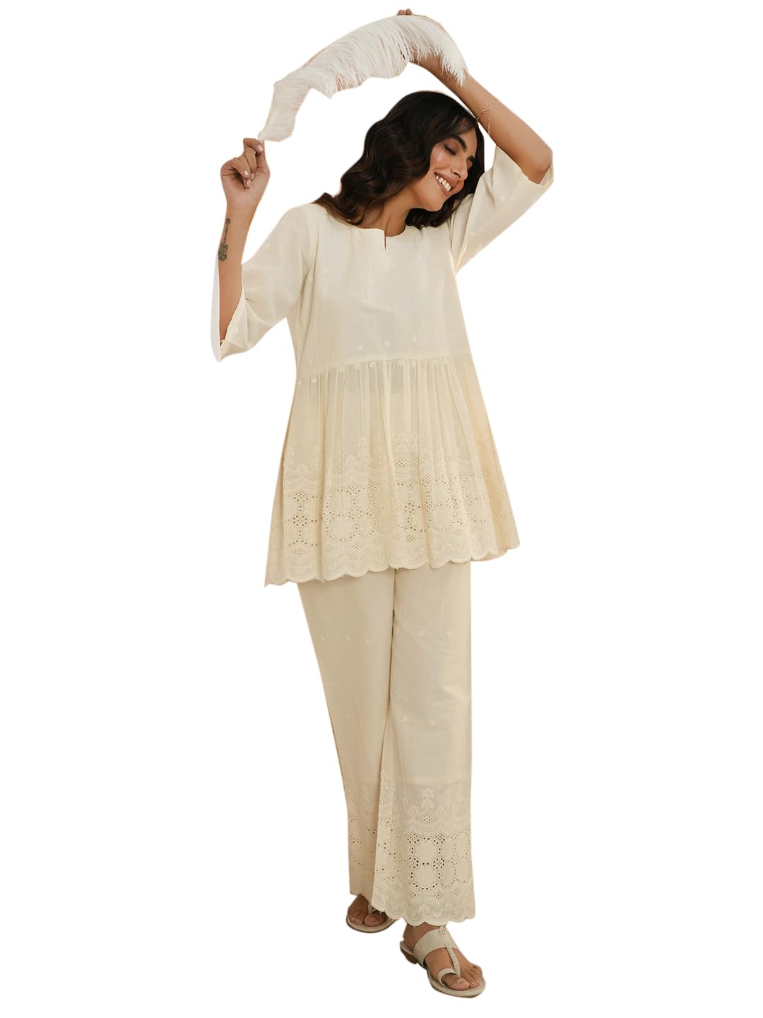 Libas Women Cotton Solid Kurta Set (35212, White, 2Xl