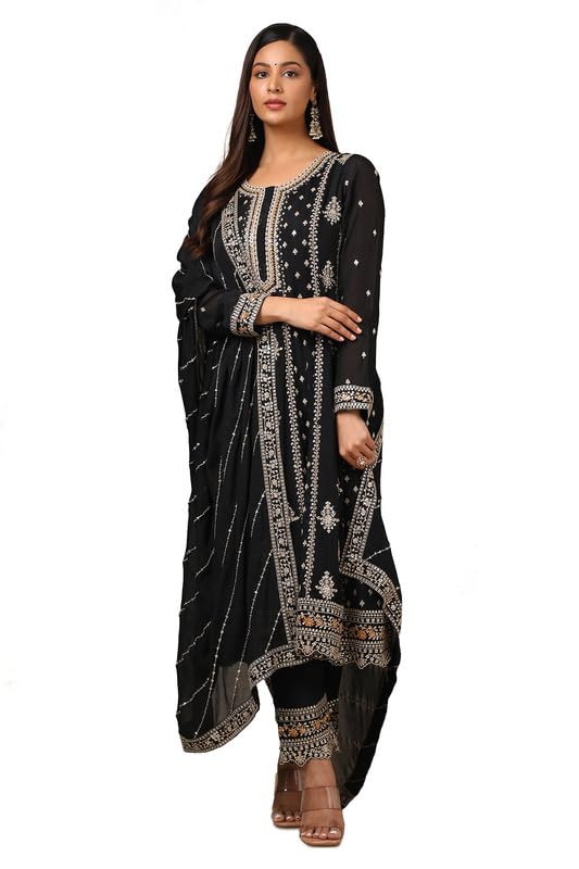 Soch Women Chinon Embroidered Anarkali Suit Set with Sequins