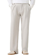 Bewakoof Mens Solid Loose Fit Polyester Blend Korean Pants_671338_Off White_L
