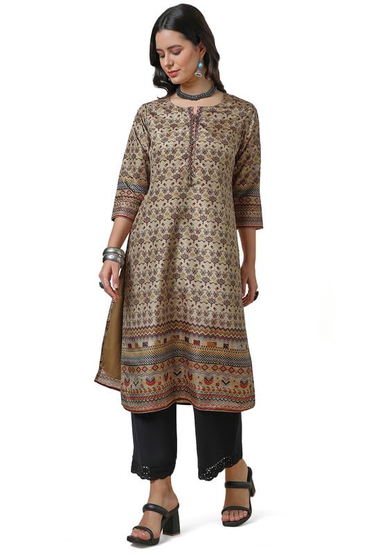 Soch Women Ethnic Motifs Silk Blend Kurta with Tassels