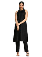 Black Halter Neck Straight Kurta