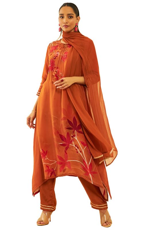 Soch Women Placement Print Suit Set with Cutdana Work