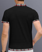Eyebogler Polo Neck Half Sleeve Printed Casual Tshirt For Men Black Cement Grey
