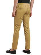 Turtle Men Cotton Stretch Dark Beige Solid Ultra Slim Fit Casual Trouser