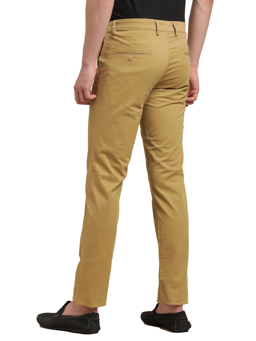 Turtle Men Cotton Stretch Dark Beige Solid Ultra Slim Fit Casual Trouser