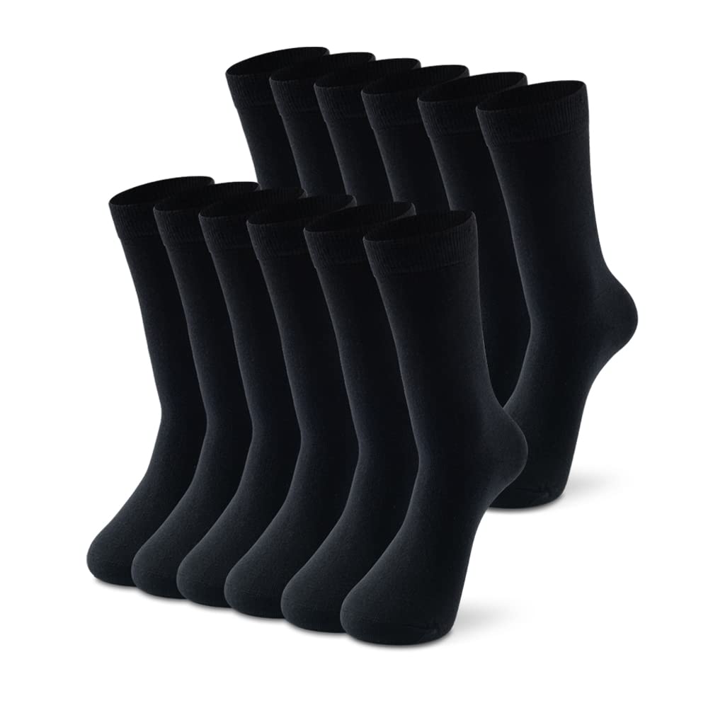 LIXIA Womens Thin Merino Wool Socks, Multi colors Soft Dress Socks,Warm Breathable crew casual Socks(6 Pairs - Black)
