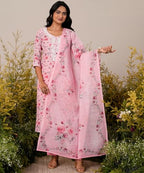 Libas WomenS Linen Kurta Set (27257_Pink