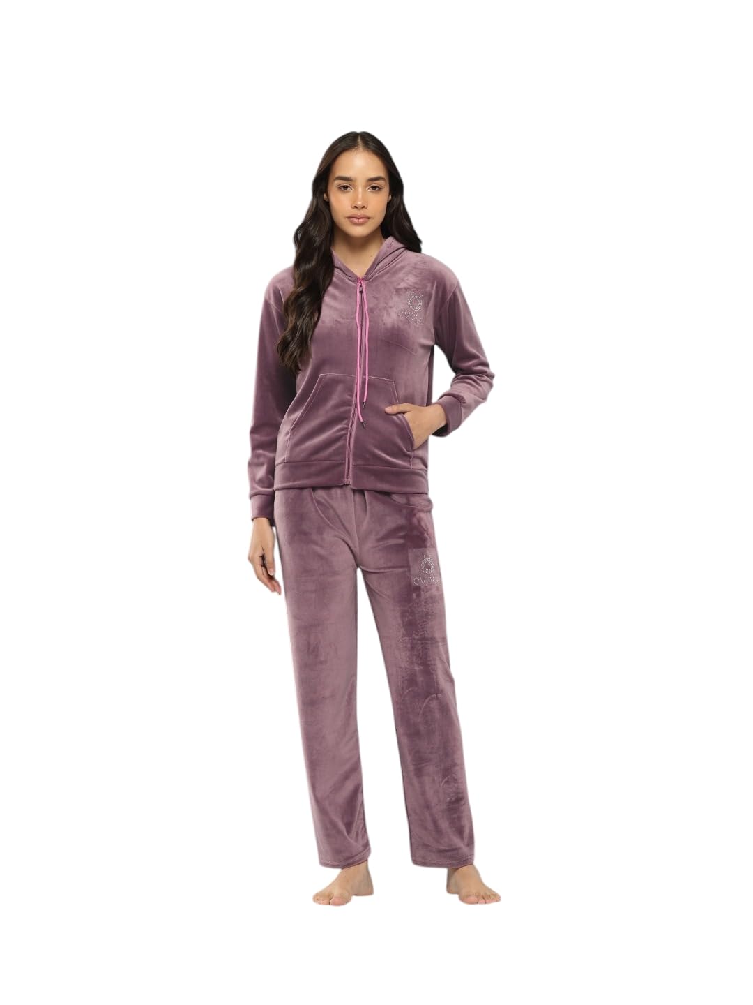 Aarika Womens Casual Wear Light Pink Colour Solid Velvet Winter Night Suit(XL-XXXL)