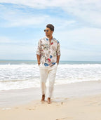 Bellstone MenS Polycotton Regular Kurta (Kurta1400_White_Floral_L)