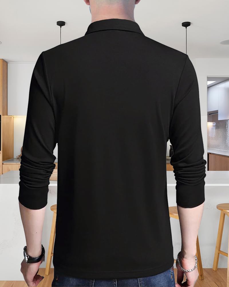 Noble Monk MenS Polo Neck Full Sleeves Solid T-Shirt