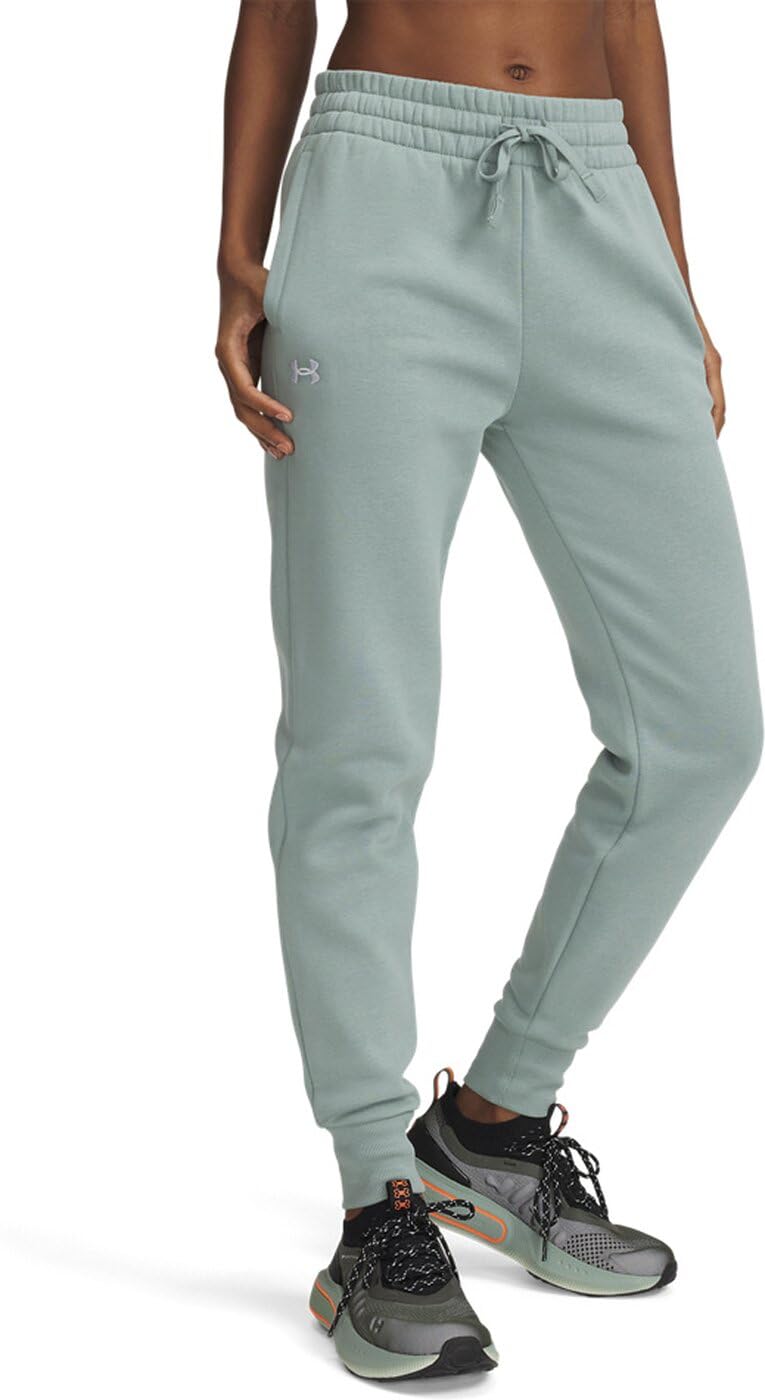 Under Armour Women's Standard Rival Fleece Joggers, Silica Green/White