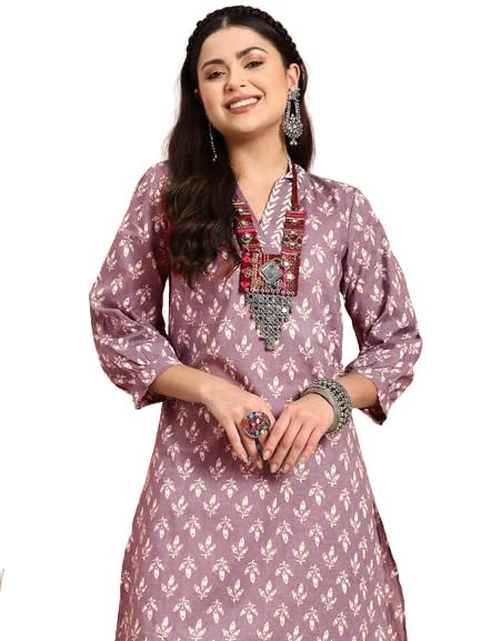LookMark Womens Trendy Printed Cotton Blend Straight Kurta and Afghani Pant Set Perfect For Casual and Office Wear (AZ-LM-OG-KS
