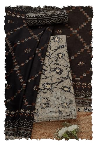 Soch Women Rayon Bandhani Print Unstitched Dress Material with Thread Work