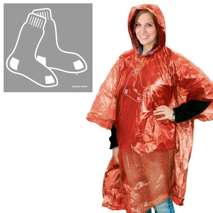 MLB Boston Red Sox Rain Poncho, Team Colors, One Size