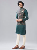 Kisah Kurta Jacket Set For Men  Printed Pure Cotton Ethnic Set With Trouser | Traditional Indian Outfit For Weddings, Festive &