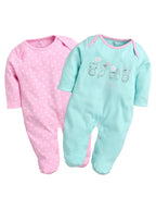 BabyGo Baby Romper 100% Cotton Rompers for New Born Baby|Night Suits for Baby Boys & Girls| PINK| 0-3M| 3-6M| 6-9M| Pack of 2