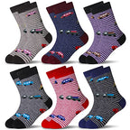 Eocom 6 Pairs Children's Winter Warm Wool Socks Kids Toddlers Boys Girls Thermal Thick Boot Cozy Crew Socks (1-3 Years, Cartoon 