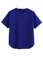 Juneberry Pure 100% Cotton Oversized Loose Baggy Fit Round Neck With Drop Shoulder Black & Maroon & Royal Blue Half Sleeves Boyf