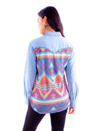 AZTEC PRINT DENIM TOP