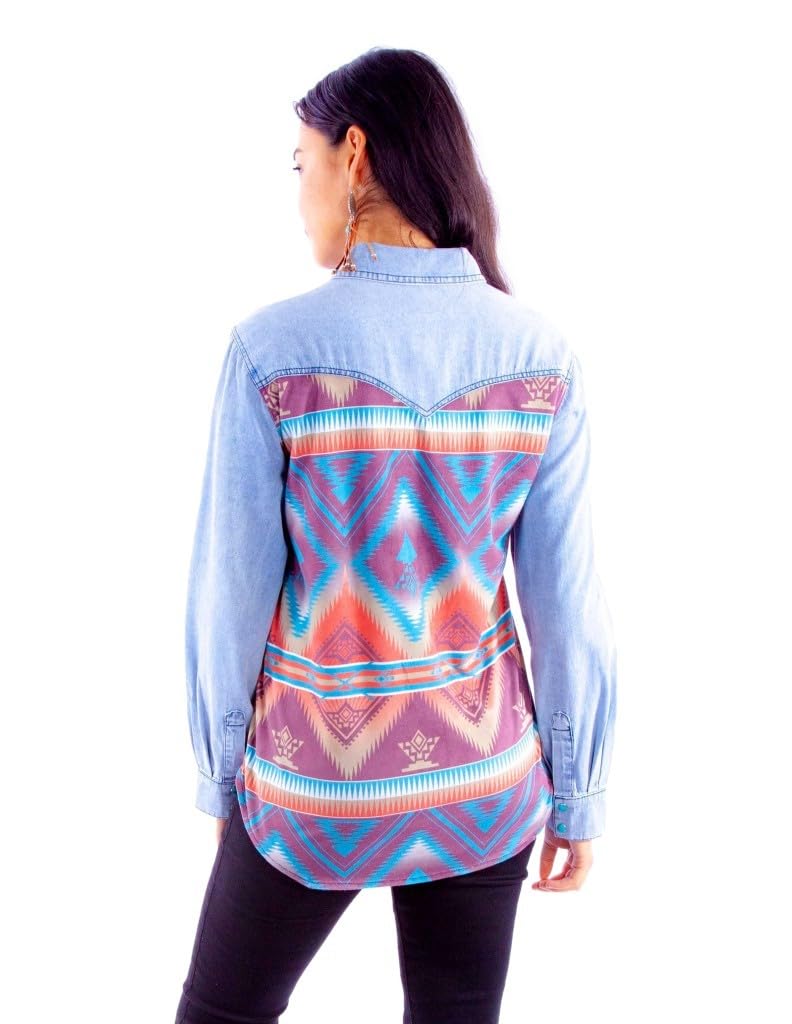 AZTEC PRINT DENIM TOP