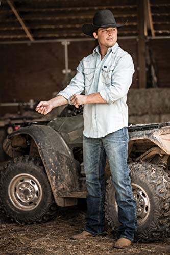 Wrangler mens Western Long Sleeve Snap Washed Finish work utility button down shirts, Stonewashed, X-Large Tall US