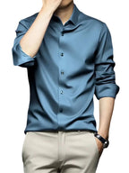 IndoPrimo Mens Stylish Solid Satin Casual Shirt for Men Full Sleeve (in, Alpha, XL, Regular, Airblue)