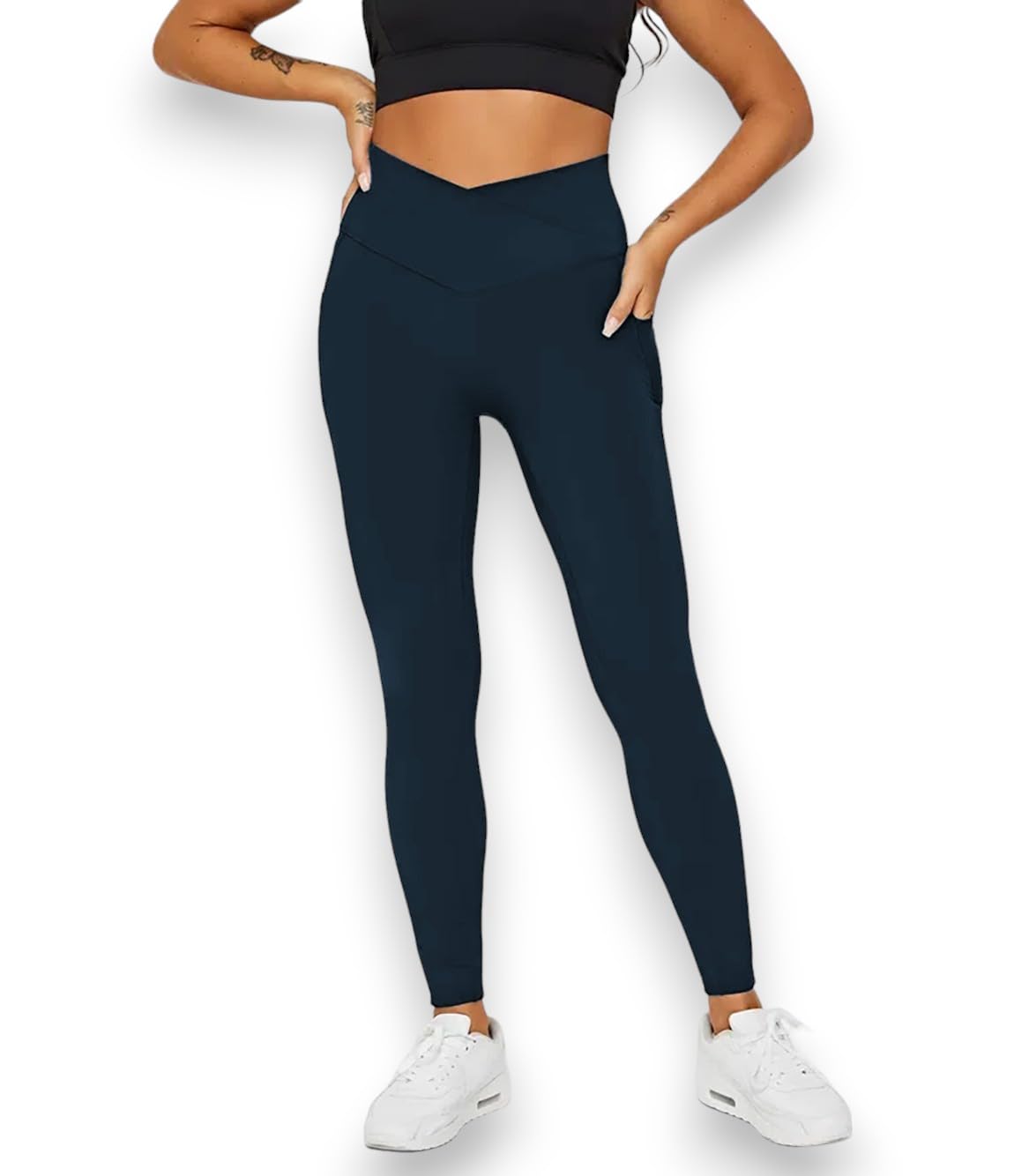 Imperative Regular High Waist Stretchable Gym Tights Leggings With Crossover Belt For Women & Girls | Yoga Pants, Sports Legging 2