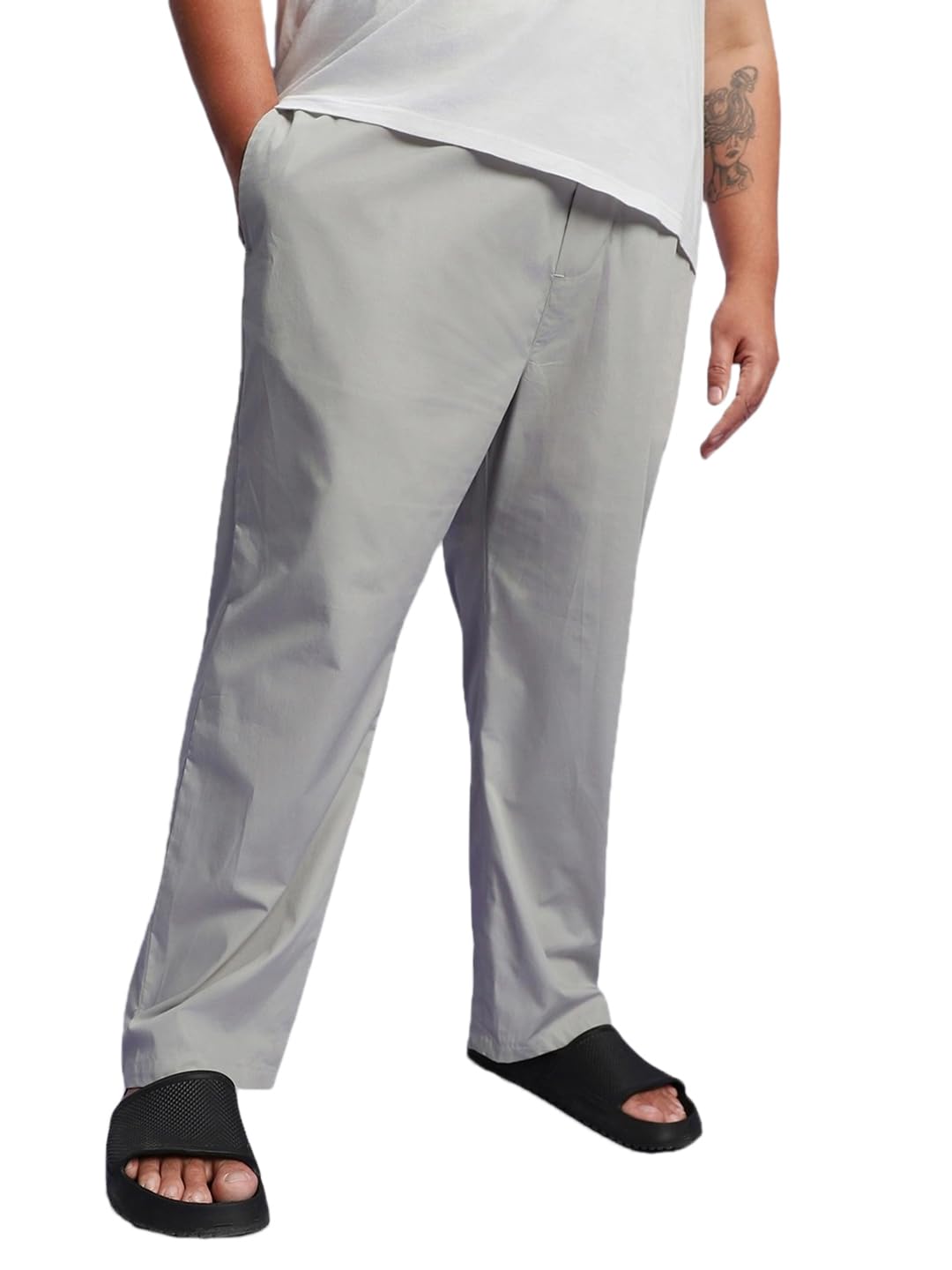 Bewakoof Mens Solid Plus Size Pyjamas - Regular Fit_581646_Grey_3XL