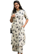 ANNI DESIGNER Womens Rayon Viscose A-Line Printed Kurta with Pant (Papmoni Cream_XXL_Cream_XX-Large)