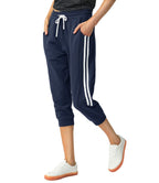 SPECIALMAGIC Capri Sweatpants for Women Casual Capri Pants Capri Joggers Sports Pants Cropped Joggers with Pockets Black+Navy M
