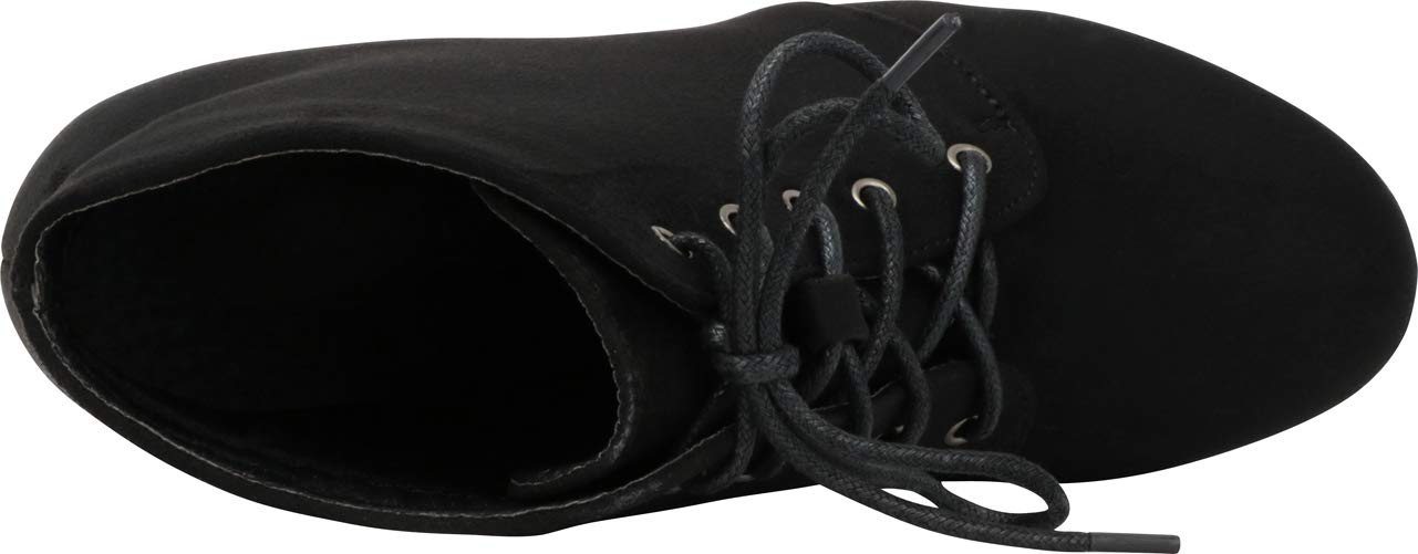 Forever Camille-86 Women's Comfort Stacked Chunky Heel Lace Up Ankle Booties, Black, 8.5