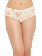 Clovia Womens Cotton Mid Waist Floral Print Hipster Pantywith Inner Elastic(PN2488M18_White_L)