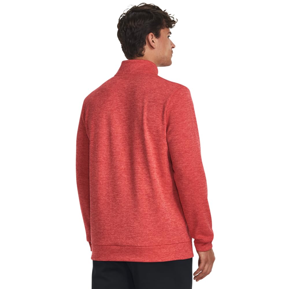 Under Armour mens Armour Fleece Twist Quarter Zip, (690) Venom Red / / Black, Small