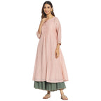 Fabindia Women Cotton Silk Embroidered Sharara Set Pink_Xl