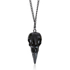 YOOESTORES82 Punk Metal Crow Skull Necklace. Hip Hop 3D Animal Bird Skull Pendant Necklace, Men Women Vintage Gothic Halloween J