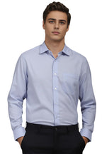 Louis Philippe Men Blue Classic Fit Solid Full Sleeves Formal Shirt
