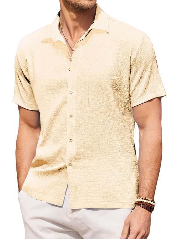 Tee Projekt Shirt for Men Spread Collar Trendy Men Shirt ll Summer Wear ll Casual Twist on Classic Design (Pack of 1) Beige