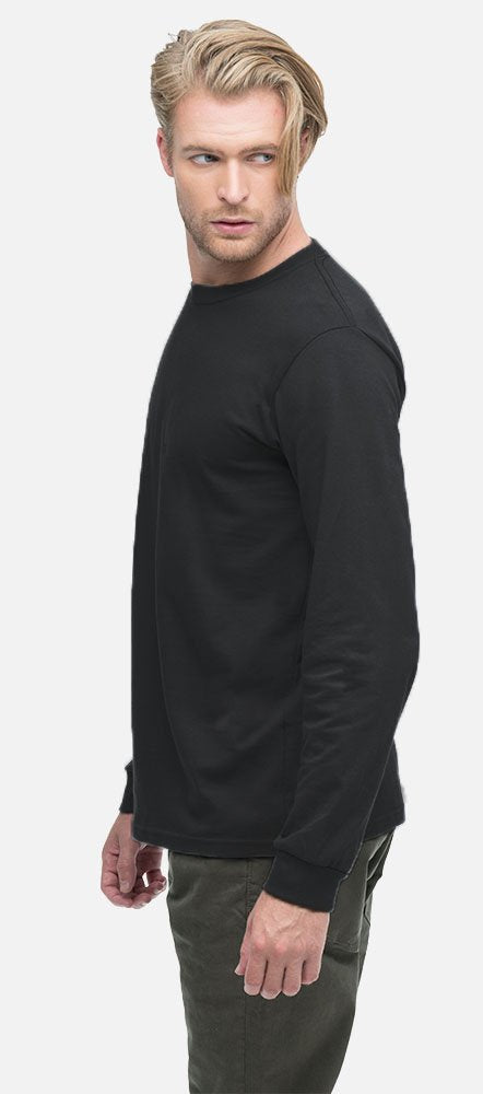 Mens 55 oz 100% Organic cotton classic Long-Sleeve T-Shirt - BLAcK - S(D0102H7ZgF6)