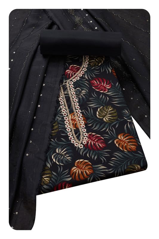 Soch Women Modal Silk Botanical Print Unstitch Dress Material with Beads and Stones