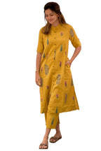 ANNI DESIGNER Womens Rayon Viscose Straight Printed Kurta with Pant (Barkat Yellow_M_Yellow_Medium)