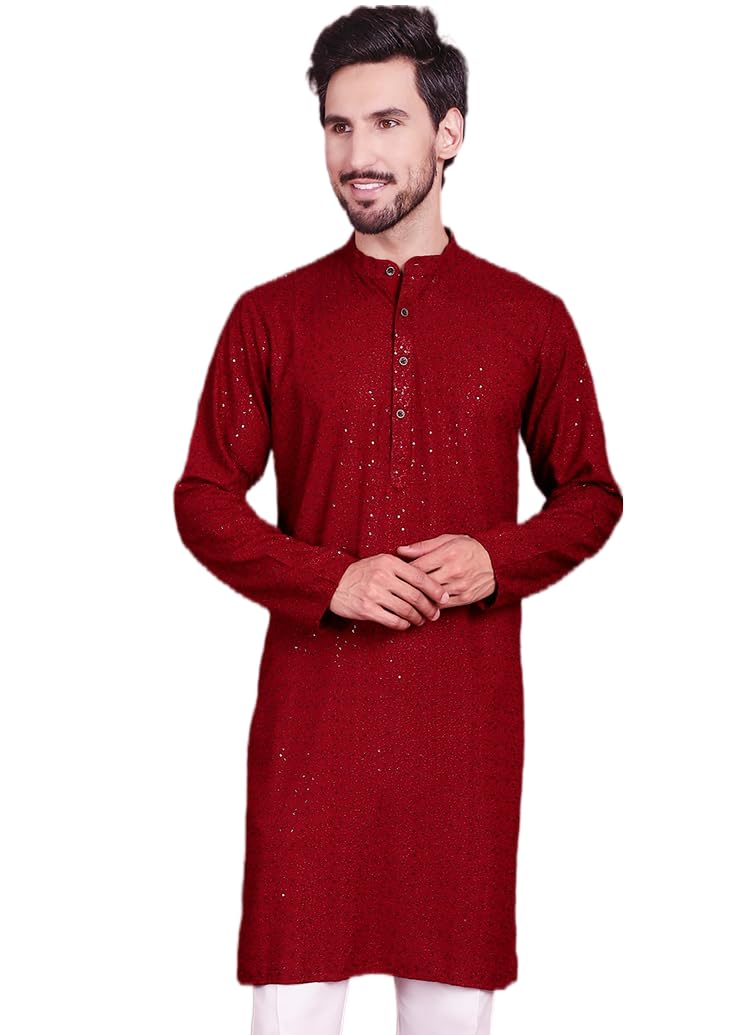 Jompers Mens Sequins Chikankari Kurta