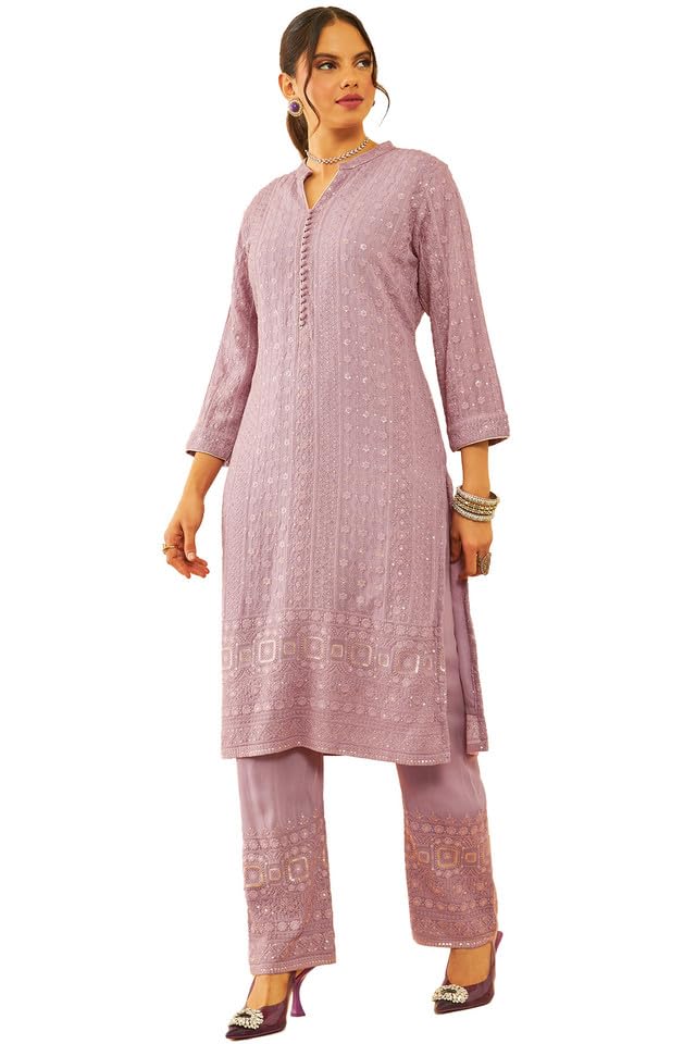 Soch Women Georgette Embroidered Kurta Set with Sequins Work