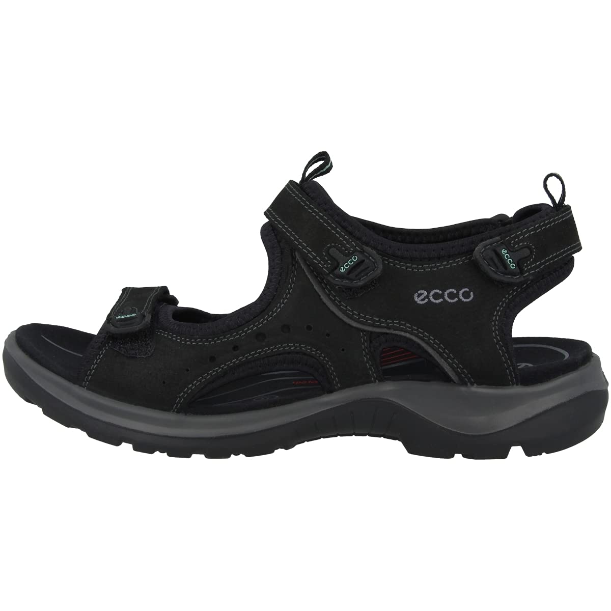 ECCO Women's Yucatan Sport Sandal, Black/Mole/Black Oil Nubuck, 12-12.5