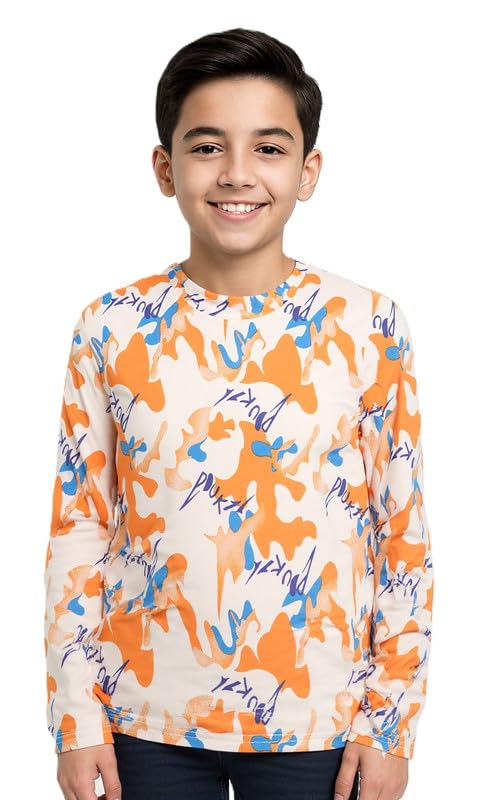 CAVIO Boys Cotton Round Neck Sweatshirt(T953304Orange14) 14-15