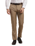 Turtle Men Polyviscose Slim Fit Brown Solid Formal Trouser