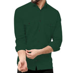 Rebelify Double Pocket MenS Casual Shirt - Regular Fit, Solid Spread Collar, Versatile Everyday Wear, Comfortable And Stylish De