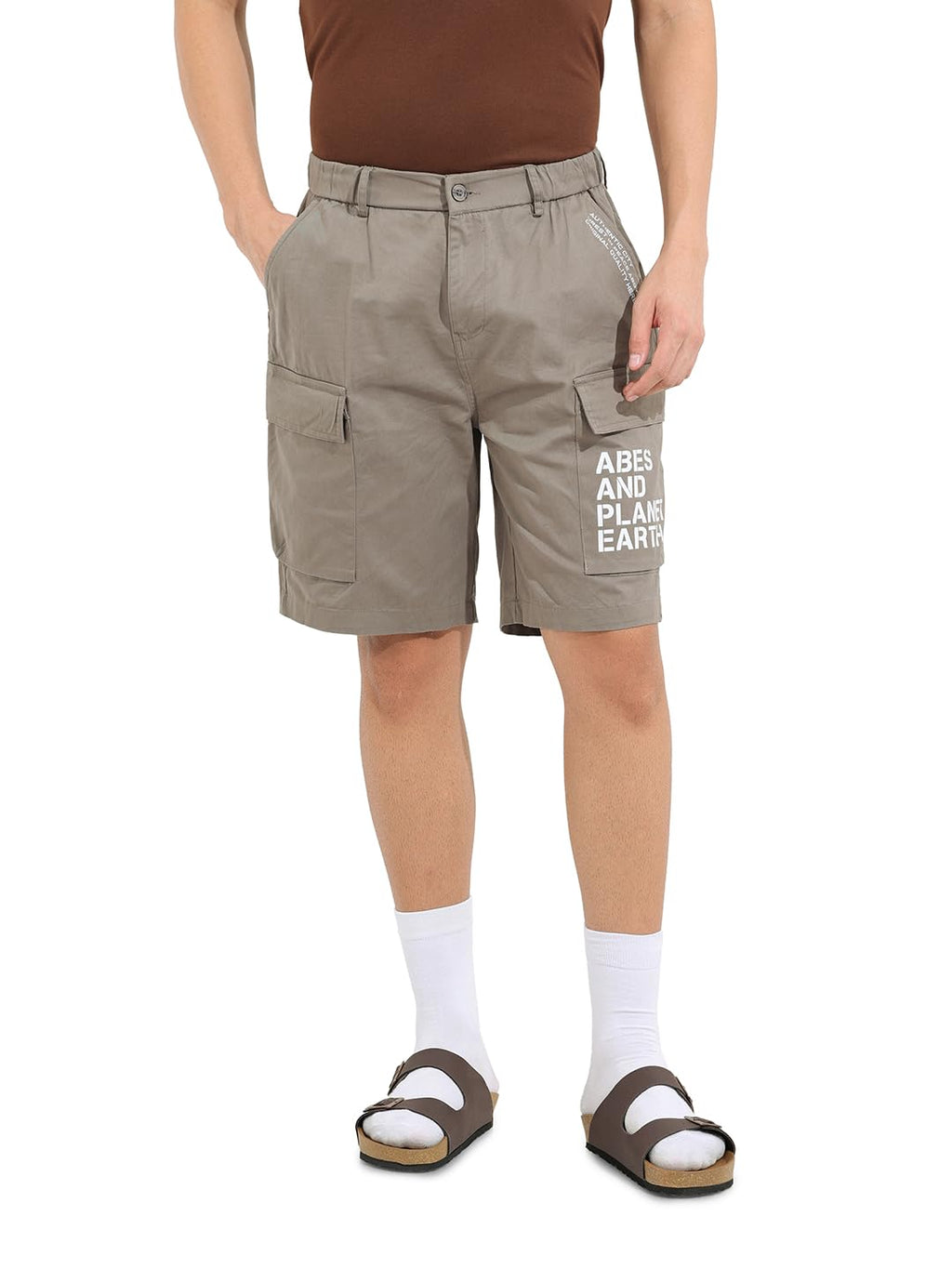 The Indian Garage Co Mens Solid Mid-Rise Stretchable Shorts