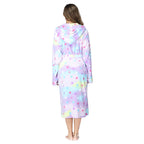 RONGTAI Womens Robes Plush Fleece Print Star Hooded Bathrobe Thick Nightgown with Pockets Fluffy Sleepwear XX-Large