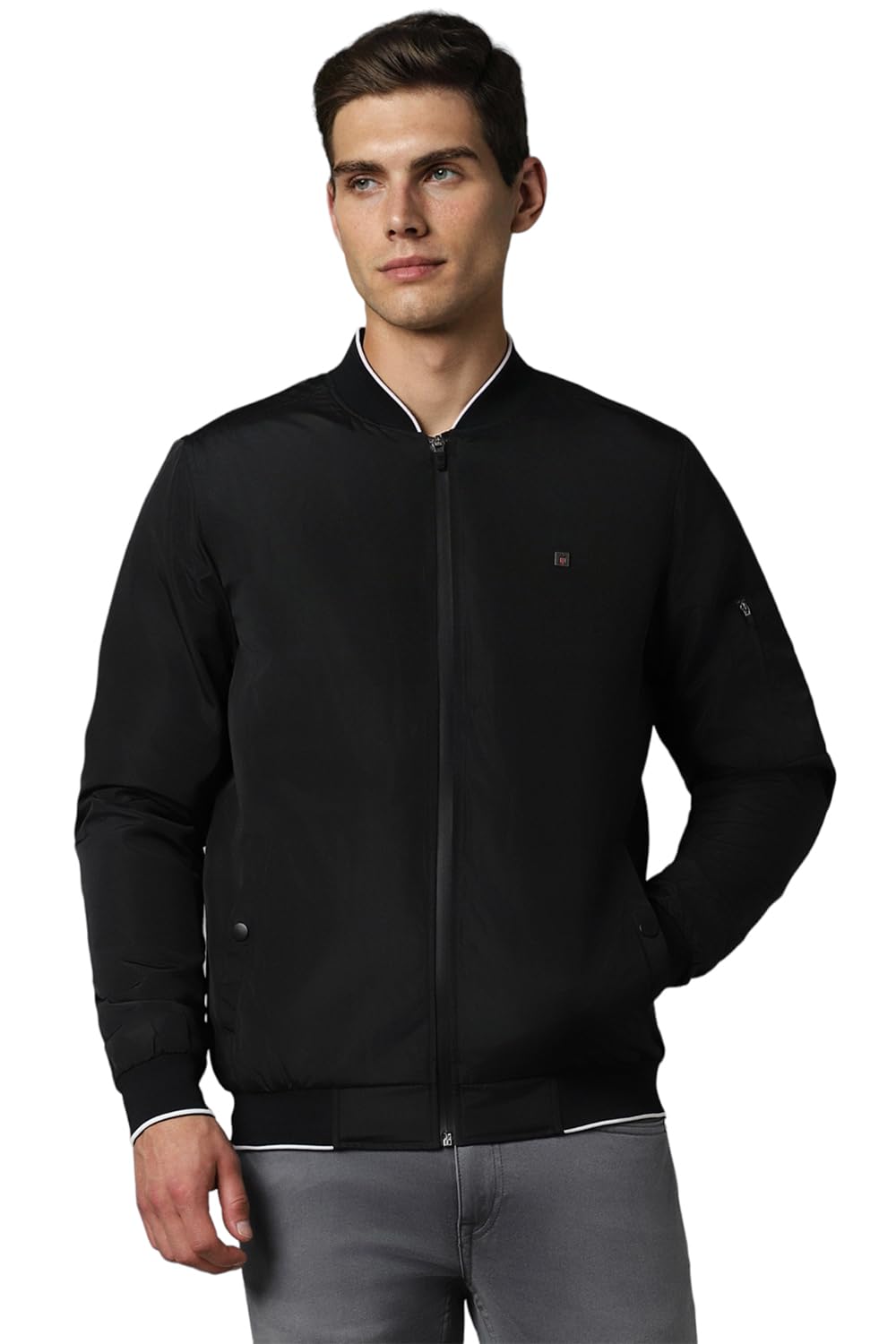 Louis Philippe Polyester MenS A-Line Coat (Lyjkcbop485354_Black, Standard Length, Xl
