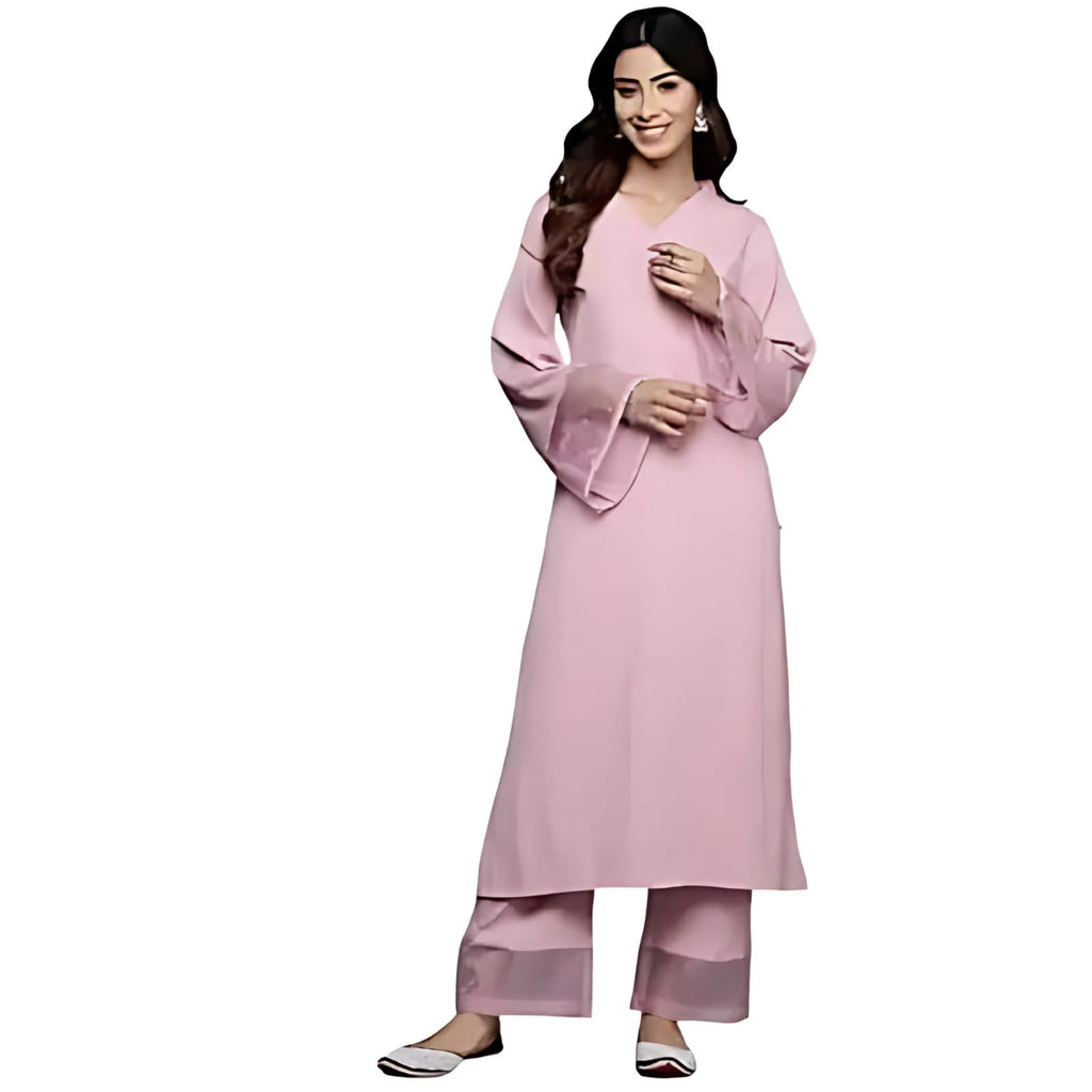 Varanga Women Pink Straight Kurta Paired With Tonal Bottom  Comfortable And Stylish Outfit For Various Occasions